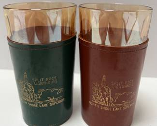 Split Rock Lighthouse Superior Shores Leather Glass Huggers North Shore Souvenirs