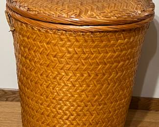 Large Wicker Round Covered Storage Basket