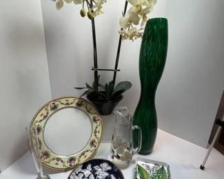 ITALY Plates, Art Studio Glass Vase, Faux Orchid and More!