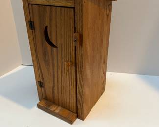 Vintage Oak Handcrafted OUT HOUSE Miniature Fairy Garden Building 