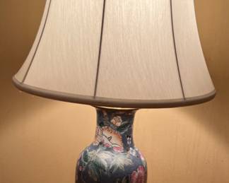 Ceramic Lamp Floral Hand Painted Design