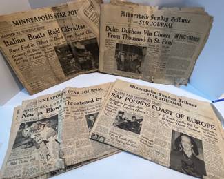 WWII Vintage Newspapers from Star Tribune in Minneapolis, MN 1940s