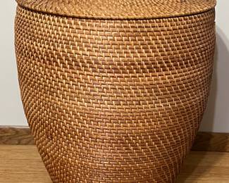 Rattan Basket or Laundry Hamper w/Lid Bohemian Decor