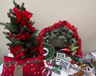 Large CHRISTMAS Holiday Lot includes: Ornaments, Tree, Wreath, Garland, Bells, Mercury Glass & Much More!