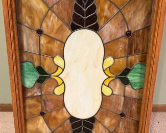 Vintage STAINED GLASS Large Lighted, Hanging BOX