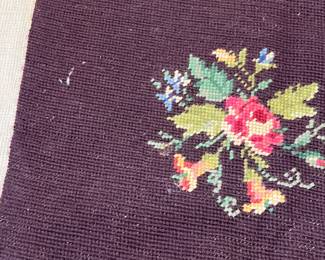 Vintage NEEDLEPOINT Floral Pillow or Chair Cushion Craft Piece