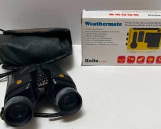 Nikkon 7x20 7.1 Binocculars & KAITO Weathermate Crank Powered Radio 3-LED Flashlight Survival Items