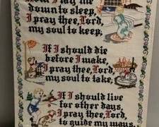 Vintage Now I Lay Me... Prayer Embroidered Wall Decor Childs Room