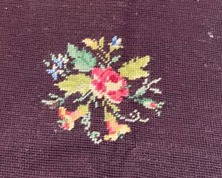 Vintage NEEDLEPOINT Floral Pillow or Chair Cushion Craft Piece