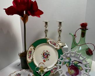 Faux Red Amaryllis, Crystal Wine Bottle, Lefton and More!