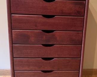 Wood 7 Drawer Cabinet Cherry Finish