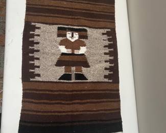 Vintage MEXICAN Woven Wool Blend Rug Wall Hanging Decor