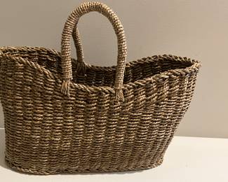 Vintage Handwoven Basket Shopper Tote