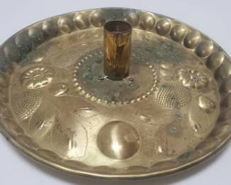 Vintage Swedish Brass Punched Candle Tray