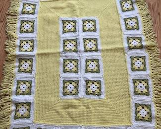 Vintage Hand Crocheted Baby Lap Afghan