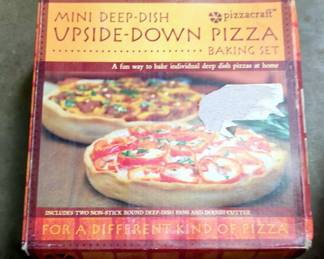 PizzaCraft Mini Deep Dish Upside Down Pizza Baking Set, And Round Mini Grilling Set