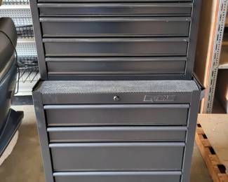 Waterloo 2 Piece Locking Tool Cabinet With 8 Drawers, Hinged Top Lid, Locking Wheels, And Key, Model ALBLBC4, 54" x 29.5" x 18", New Out Of Box