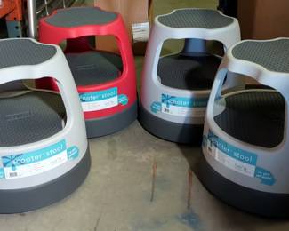 Task It 14" Scooter Stool With Non-Skid Tread And Casters, Qty 4