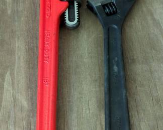 Pony Drop Forge 15" Adjustable Wrench, And Ridgid 18" Heavy Duty Pipe Wrench