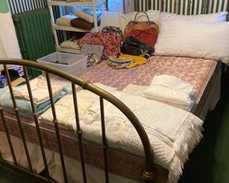 Queen bed. brass