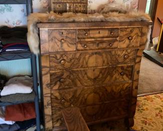 beautiful burreled wood chest of drawers