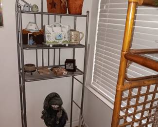 metal shelf and decor