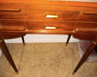 mid century sewing machine cabinet with machine