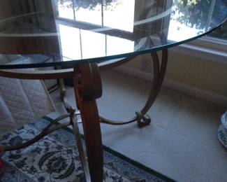 Round Glass Top Table with Gold Metal legs