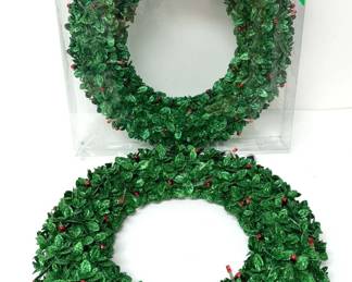 LED Lighted Glitter Wreath Pair