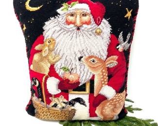 Needlepoint Santa Pillow