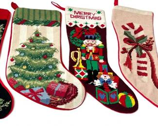 Vintage Needlepoint Stocking Set