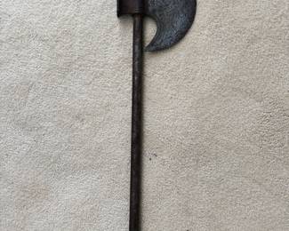 19th Century Islamic Persian Hand Chiseled Steel Axe
