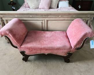 Pink Victorian Settee On Casters