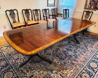 Gorgeous Mahogany Dining Table w/ Banded Edge and Brass Claw Feet