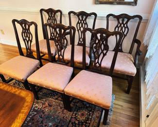 Set of 6 Beautiful Mahogany Chippendale Style Dining Chairs