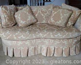 Beautiful Gold Floral Serpentine Front 3 Person Sofa By Cox Furniture