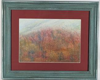 #99 • J. McCoy: Signed Watercolor with Salt Effect, Framed
