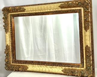 #35 • Large Ornately Framed Beveled Wall Mirror - 47" x 35"
