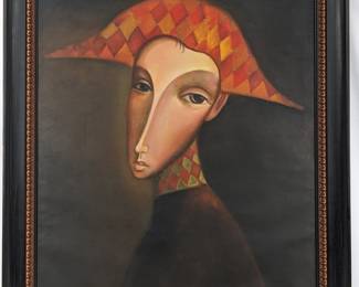 #86 • Sergey Smirnov: Harlequin Woman Mixed Media Print, Framed