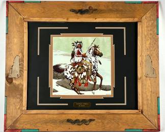#58 • Bev Doolittle: "Guardian Spirits" Print in Unique Western-Theme Folk Art Wood Frame
