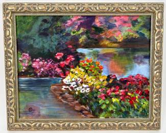 #43 • Helen Obligado: Framed Signed Original Floral Landscape - Oil-on-Canvas 2005
