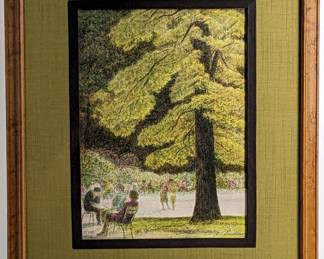 #12 • Harold Altman: L.E. Original Color Park Scene Lithograph #128/249, Framed