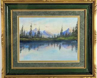 #102 • W. Bride: Small Signed Landscape in Oils, Pastels, Framed
