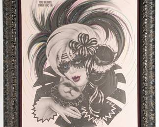 #104 • Andrea Mistretta: New Orleans Mardi Gras 1995 Signed Artist Proof- Cats and Harlequin
