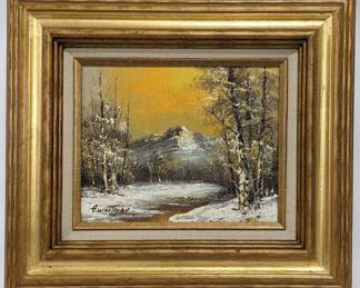 #14 • G. Whitman: Original Framed Winter Scene Oil Painting
