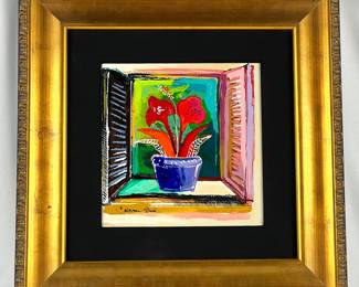 #56 • Calman Shemi: "Day After Day" Framed Signed Embellished Serigraph on Canvas
