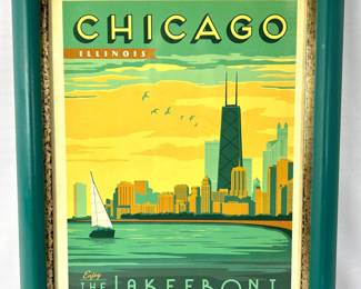 #118 • "Chicago: Lakefront" Framed Metal Sign by Anderson Design Group