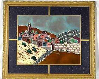 #72 • Amos Amit: "Jerusalem"- Signed Framed Batik on Cotton
