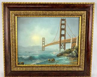 #116 • Framed Oil on Canvas Landscape - Golden Gate Bridge