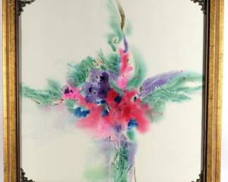 #103 • Abstract Original Framed Watercolor, Unsigned
